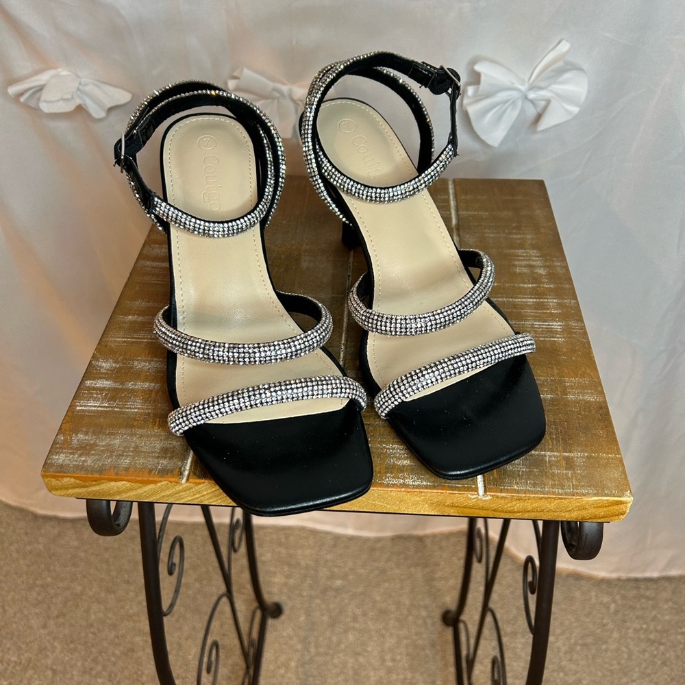 Coutigo High Heel Open Toe Sandal/Shoe with Rhinestone detail
